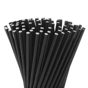 Black Wrapped Paper Straw - 19.7 cm (Qty 5,000)