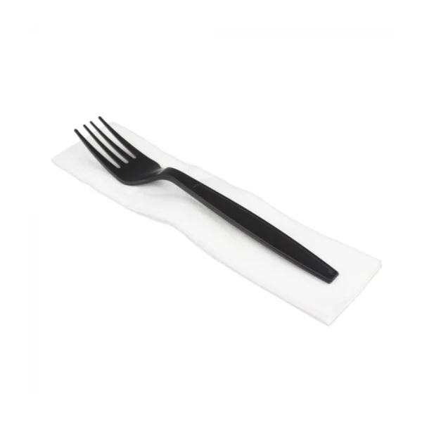 Black Fork With Napkin (Qty 1000)