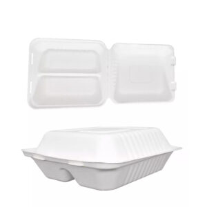 8" Two Compartment Bagasse Box (Qty 200)